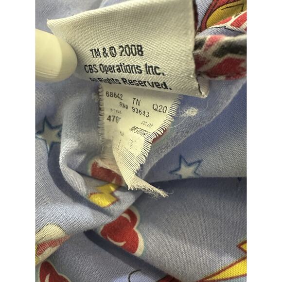 ✨2/$20 Mighty Mouse Cartoon Graphic Nurse CNA V-Neck Scrub Top Blue Size Large - Picture 10 of 16